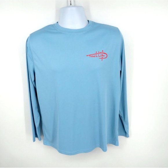 Reel Life Sun Ray Defender Long Sleeve Shirt Sky Blue UPF 50+ Med NWT $39.99 - Picture 1 of 6